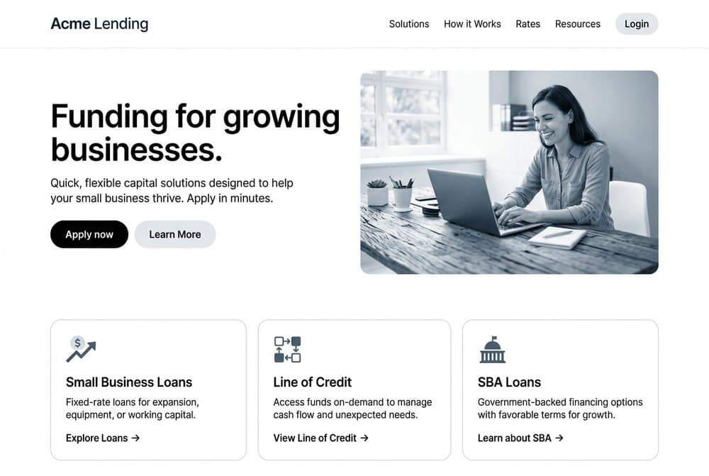 Acme Lending home page